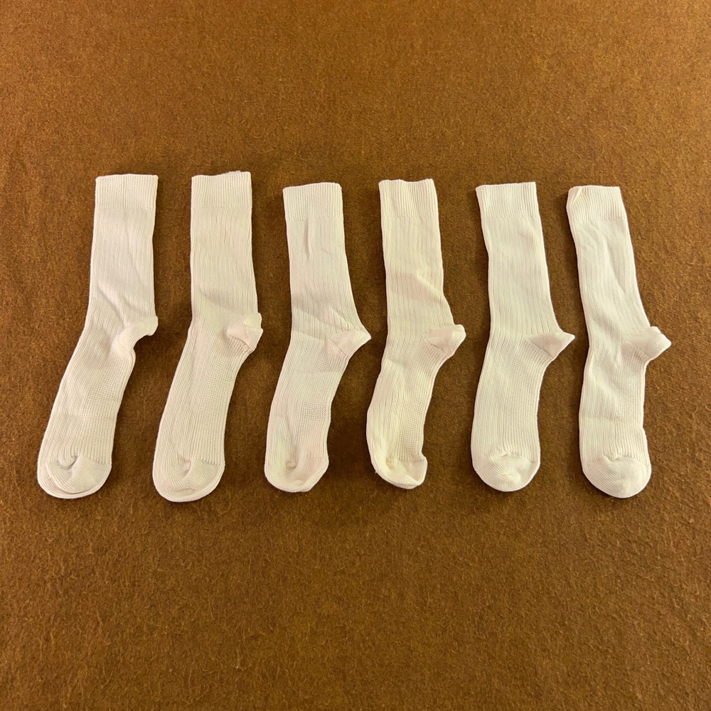 Bulus Organic Unisex OS Ivory Ribbed Cotton 3 Pair Pack Crew Socks New
